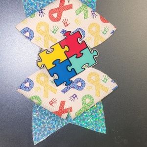 Autism awareness hairbow